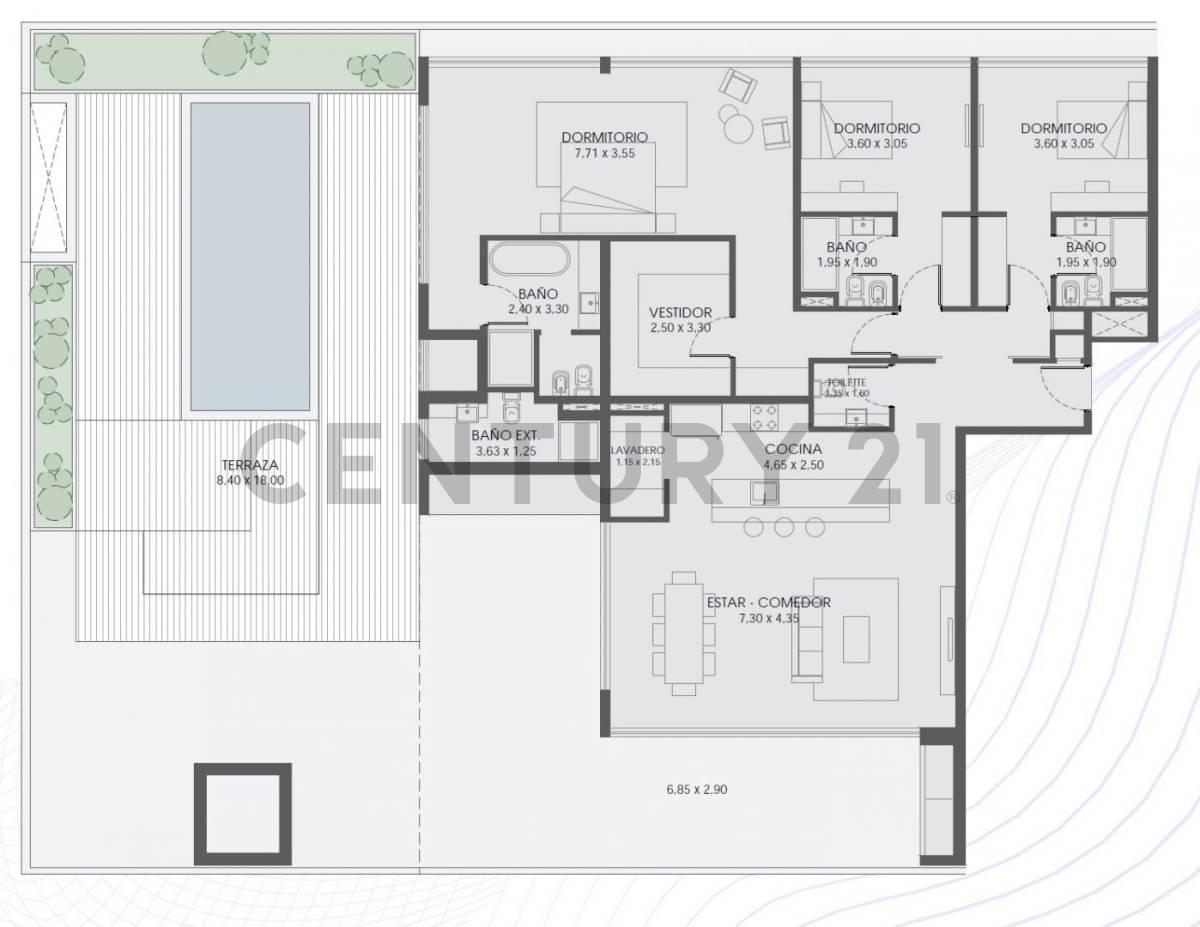 Departamento con tres dormitorios en suite, y enorme balcón con parrilla y vista al río. — foto 1