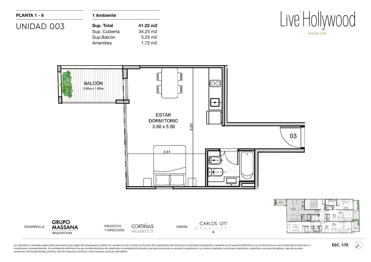 VENTA - PERMUTA - DPTO MONOAMBIENTE CON BALCÓN - PALERMO HOLLYWOOD - 41 M2 — foto 1