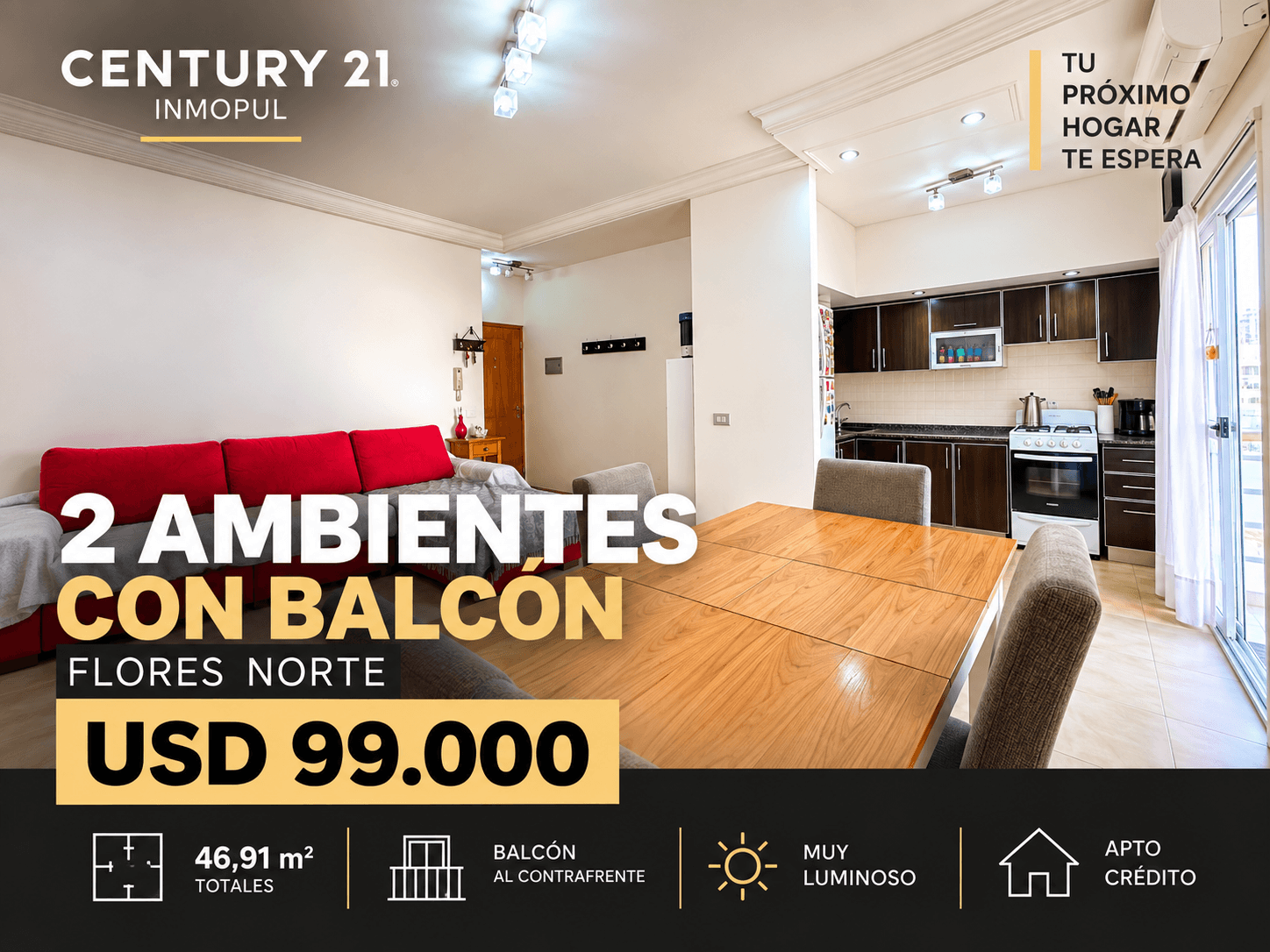2 AMBIENTES CON BALCÓN, APTO CRÉDITO Y BAJAS EXPENSAS | FLORES NORTE — foto 1
